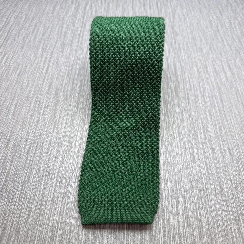 Lands' End Charter Collection Square End Knit Tie 100% Cotton Green USA